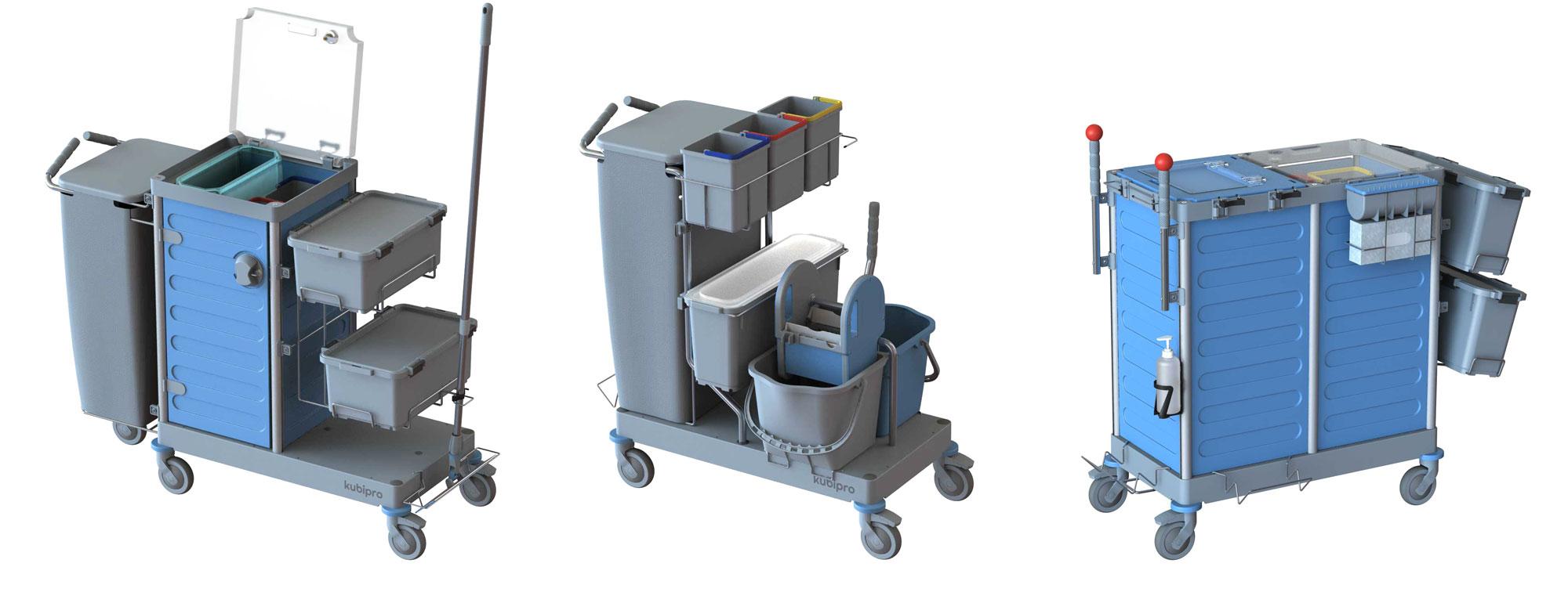 I carrelli Kubi possono essere configurati e personalizzati con la linea di accessori dedicata.